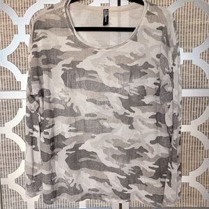 Stylish Gray Camouflage Long Sleeve Blouse